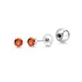 thumbnail image 1 of Gem Stone King Orange Sapphire Platinum Stud Earrings for Women Men | 0.32 Cttw | Gemstone September Birthstone | Round 3MM, 1 of 6