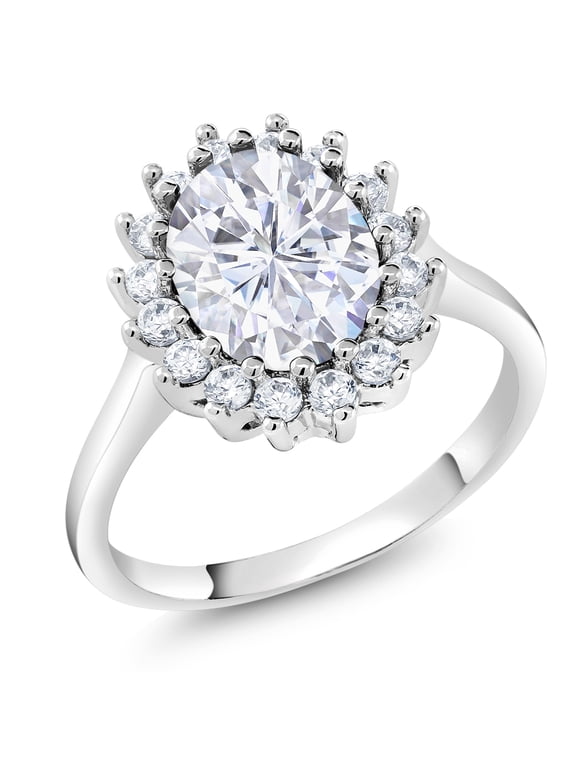 Oval Halo CZ Engagement Rings For Women Cubic Zirconia Wedding Bands Promise Rings for Her (3.00 Cttw, Size 5-9)