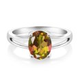 thumbnail image 1 of Gem Stone King Oval Mango Mystic Topaz 2.00 Ct 925 Sterling Silver Solitaire Ring, 1 of 4