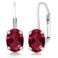 thumbnail image 1 of Gem Stone King Oval Red Created Ruby 2.84 Ct 925 Sterling Silver Earrings, 1 of 6