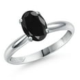 thumbnail image 1 of Gem Stone King PLAT-900 Platinum Black Sapphire Engagement Ring for Women | 1.66 Cttw | Oval 8X6MM | Gemstone September Birthstone | Size 7, 1 of 6