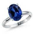 thumbnail image 1 of Gem Stone King PLAT-900 Platinum Blue Created Sapphire Engagement Ring for Women | 3.30 Cttw | Oval 10X8MM | Gemstone September Birthstone | Size 6, 1 of 6
