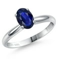 thumbnail image 1 of Gem Stone King PLAT-900 Platinum Blue Sapphire Engagement Ring for Women | 0.57 Cttw | Oval 7X5MM | Gemstone September Birthstone | Size 9, 1 of 6