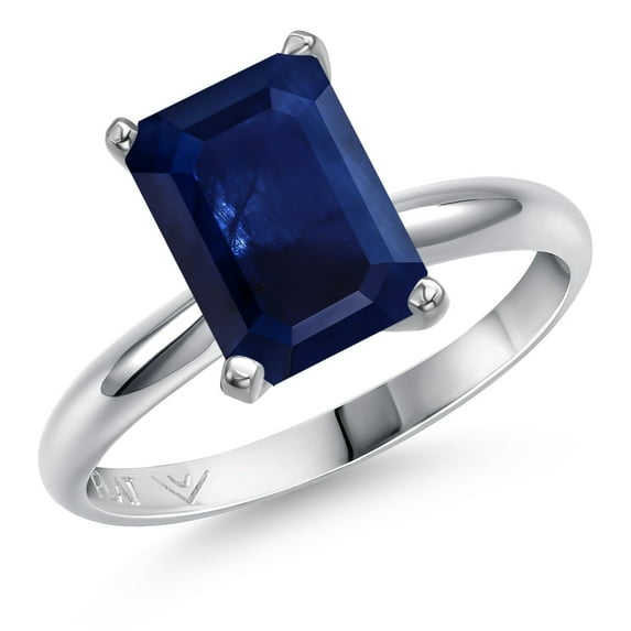 Gem Stone King PLAT-900 Platinum Blue Sapphire Engagement Ring for Women | 3.45 Cttw | Octagon 10X8MM | Gemstone September Birthstone | Size 5