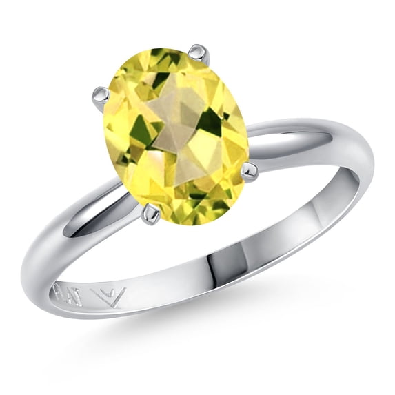 Gem Stone King PLAT-900 Platinum Canary Mystic Topaz Engagement Ring for Women | 2.00 Cttw | Oval 9X7MM | Gemstone November Birthstone | Size 5