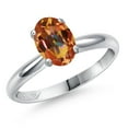 thumbnail image 1 of Gem Stone King PLAT-900 Platinum Ecstasy Mystic Topaz Engagement Ring for Women | 1.50 Cttw | Oval 8X6MM | Gemstone November Birthstone | Size 9, 1 of 6