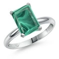 thumbnail image 1 of Gem Stone King PLAT-900 Platinum Green Malachite Engagement Ring for Women | 5.00 Cttw | Emerald Cut 10X8MM | Gemstone Birthstone | Size 5, 1 of 6