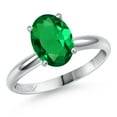 thumbnail image 1 of Gem Stone King PLAT-900 Platinum Green Nano Emerald Engagement Ring for Women | 1.50 Cttw | Oval 9X7MM | Gemstone May Birthstone | Size 8, 1 of 6