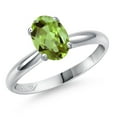 thumbnail image 1 of Gem Stone King PLAT-900 Platinum Green Peridot Engagement Ring for Women | 1.42 Cttw | Oval 8X6MM | Gemstone August Birthstone | Size 9, 1 of 6