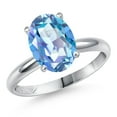 thumbnail image 1 of Gem Stone King PLAT-900 Platinum Millennium Blue Mystic Quartz Engagement Ring for Women | 3.00 Cttw | Oval 10X8MM | Gemstone Birthstone | Size 7, 1 of 6