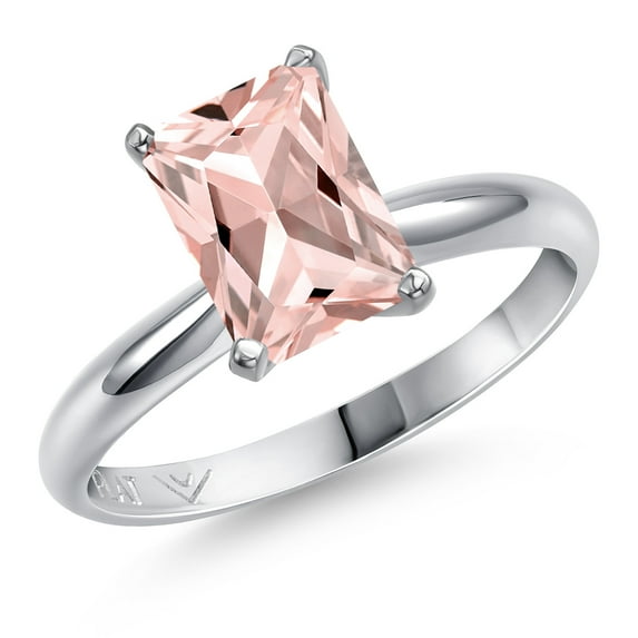 Gem Stone King PLAT-900 Platinum Peach Nano Morganite Engagement Ring for Women | 2.00 Cttw | Octagon 9X7MM | Gemstone October Birthstone | Size 5