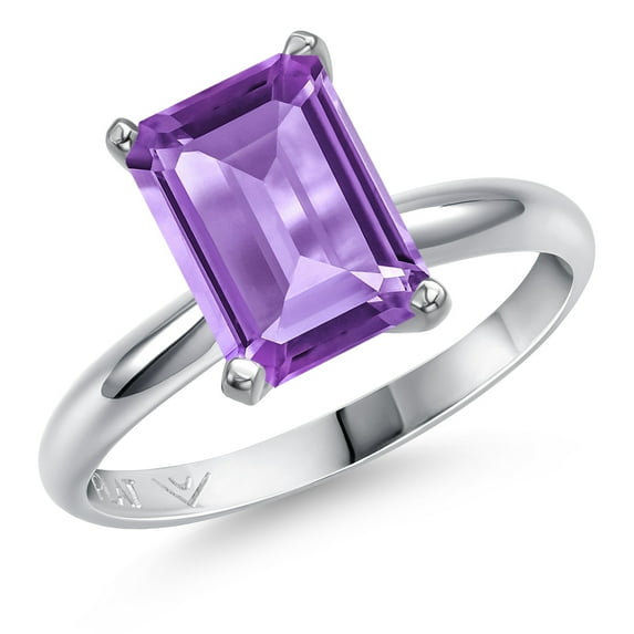 Gem Stone King PLAT-900 Platinum Purple Amethyst Engagement Ring for Women | 3.50 Cttw | Octagon 10X8MM | Gemstone February Birthstone | Size 5