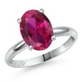 thumbnail image 1 of Gem Stone King PLAT-900 Platinum Red Created Ruby Engagement Ring for Women | 3.00 Cttw | Oval 10X8MM | Gemstone July Birthstone | Size 6, 1 of 6