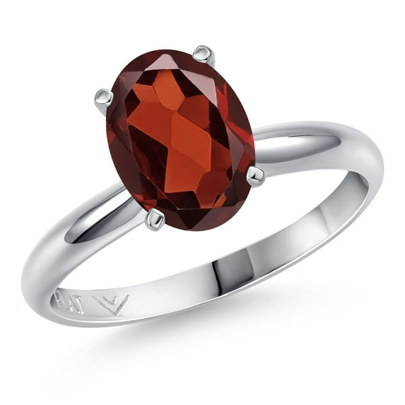 Gem Stone King PLAT-900 Platinum Red Garnet Engagement Ring for Women | 2.13 Cttw | Oval 9X7MM | Gemstone January Birthstone | Size 5
