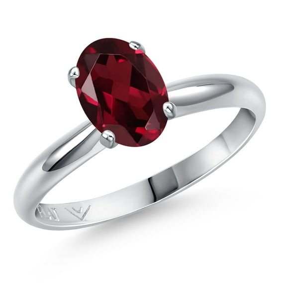Gem Stone King PLAT-900 Platinum Red Rhodolite Garnet Engagement Ring for Women | 1.35 Cttw | Oval 8X6MM | Gemstone January Birthstone | Size 5