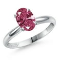 thumbnail image 1 of Gem Stone King PLAT-900 Platinum Red Zirconia Engagement Ring for Women | 1.21 Cttw | Oval 8X6MM | Gemstone Birthstone | Size 7, 1 of 6