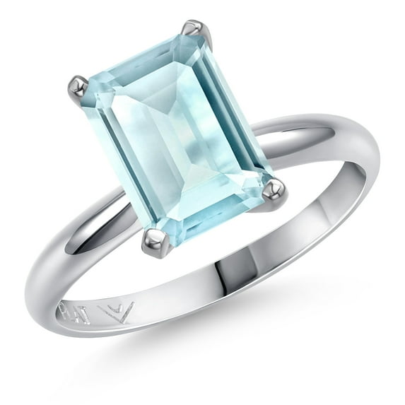 Gem Stone King PLAT-900 Platinum Sky Blue Topaz Engagement Ring for Women | 4.00 Cttw | Octagon 10X8MM | Gemstone November Birthstone | Size 5