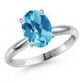 thumbnail image 1 of Gem Stone King PLAT-900 Platinum Swiss Blue Topaz Engagement Ring for Women | 2.25 Cttw | Oval Checkerboard 9X7MM | Gemstone November Birthstone | Size 9, 1 of 6