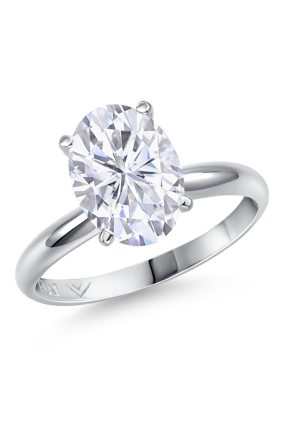 PLAT-900 Platinum White Moissanite Engagement Ring for Women | 3.00 Cttw | Oval 10X8MM | Gemstone Birthstone | Size 9