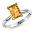 thumbnail image 1 of Gem Stone King PLAT-900 Platinum Yellow Citrine Engagement Ring for Women | 2.33 Cttw | Octagon 9X7MM | Gemstone November Birthstone | Size 6, 1 of 6