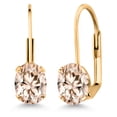 thumbnail image 1 of Gem Stone King Peach Morganite Yellow Gold Plated Leverback Earrings for Women (1.30 Cttw, Gemstone Birthstone, Oval 7X5MM), 1 of 4