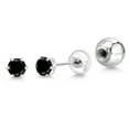 thumbnail image 1 of Gem Stone King Platinum Black Diamond Stud Earrings for Women Men (0.34 Cttw, Gemstone April Birthstone, Round 3.5MM), 1 of 6