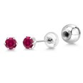 thumbnail image 1 of Gem Stone King Platinum Red Created Ruby Stud Earrings for Women Men (0.50 Cttw, Gemstone July Birthstone, Round 4MM), 1 of 6
