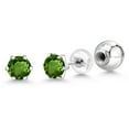 thumbnail image 1 of Gem Stone King Platinum Stud Earrings for Women Men 1.00 Ct Round 5mm Green Chrome Diopside, 1 of 6