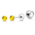 thumbnail image 1 of Gem Stone King Platinum Yellow Sapphire Stud Earrings for Women Men (0.32 Cttw, Gemstone September Birthstone, Round 3.5MM), 1 of 6