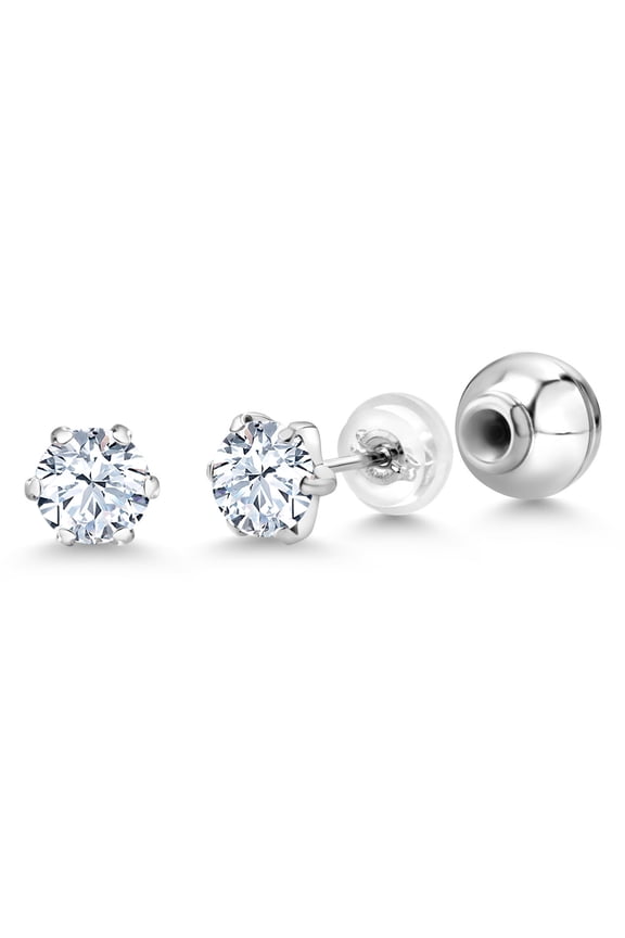 Pure PT900 Platinum 900 Six Prong 5MM Round White Zirconia Stud Earrings for Women Men | 1.50 Cttw | Round 5MM