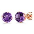 thumbnail image 1 of Gem Stone King Purple Amethyst 18K Rose Gold Plated Silver Stud Earrings for Women Men (1.50 Ct Round Shape 6MM), 1 of 3
