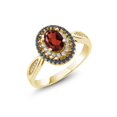 thumbnail image 1 of Gem Stone King Red Garnet 18K Yellow Gold Plated Silver Ring (1.50 Ct Oval 7X5MM, Available in Size 5, 6, 7, 8, 9), 1 of 3