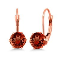 Gem Stone King Red Garnet Leverback Earrings for Women (2.00 Cttw, Gemstone January Birthstone, Round 6MM)