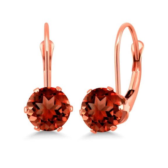 Gem Stone King Red Garnet Leverback Earrings for Women (2.00 Cttw, Gemstone January Birthstone, Round 6MM)