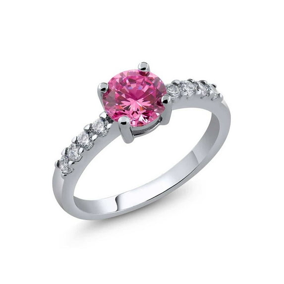 Gem Stone King Ring With Round Pink Cubic Zirconia