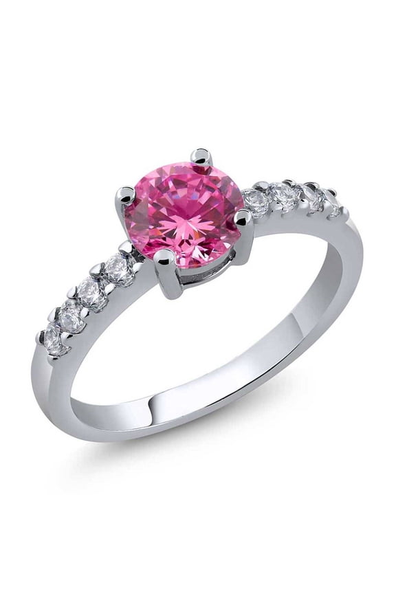 Ring With Round Pink Cubic Zirconia