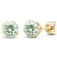 thumbnail image 1 of Gem Stone King 1.90 Cttw Green Prasiolite Stud Earrings for Women | 18K Yellow Gold Plated Silver | Round 6MM | Gemstone Birthstone | Fine Jewelry Gifts for Her Mom Women Wife, 1 of 5