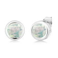 thumbnail image 1 of Gem Stone King Round Cabochon 6mm White Simulated Opal 0.60 Ct 925 Silver Stud Earrings for Women Men, 1 of 3