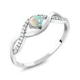 thumbnail image 1 of Gem Stone King Round Cabochon White Simulated Opal Infinity Ring for Women (0.56 Cttw, Gemstone Birthstone, Available in Size 5, 6, 7, 8, 9), 1 of 3