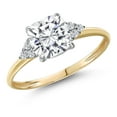 thumbnail image 1 of Gem Stone King Solid 10K 2-Tone Yellow and White Gold Moissanite and White Lab Grown Diamond Engagement Ring for Women | 1.79 Cttw | Cushion 7MM (Size 7), 1 of 6