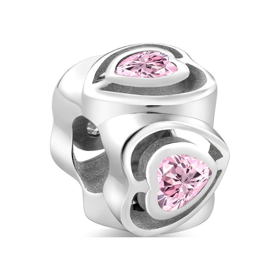Gem Stone King Sterling Silver Heart Shape Cubic Zirconia 13X8mm Bead Charm