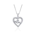thumbnail image 1 of Gem Stone King 925 Sterling Silver Round White Zirconia MOM Heart Shape Pendant with 18 inches Chain, 1 of 3