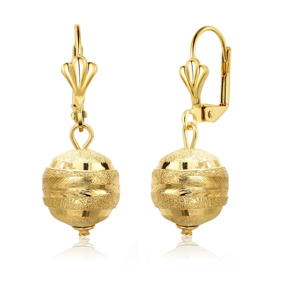 Gem Stone King Stunning 1-1/4 inch Dangle Spheres Gold Plated Brass Lever-Back Women's Earrings