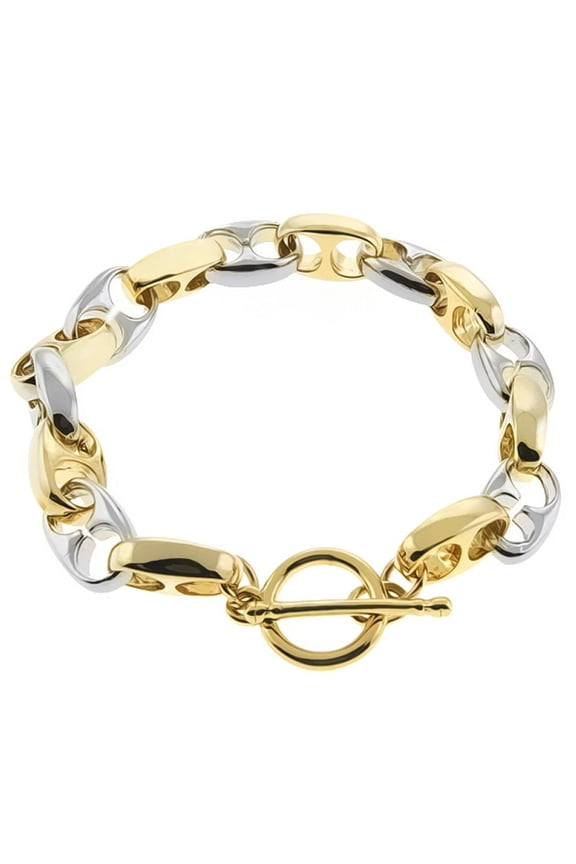 Stunning 7 inches High Shine Yellow and White Color Chain Bracelet for Women with Toggle Clasp
