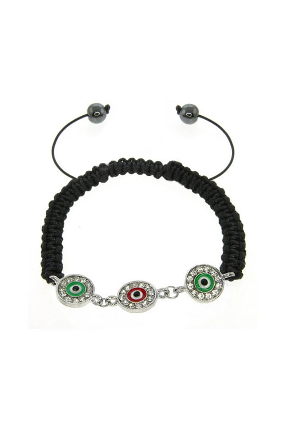 Stunning 8 inch Adjustable Cubic Zirconia Round Evil Eye Inspired Bracelet for Women