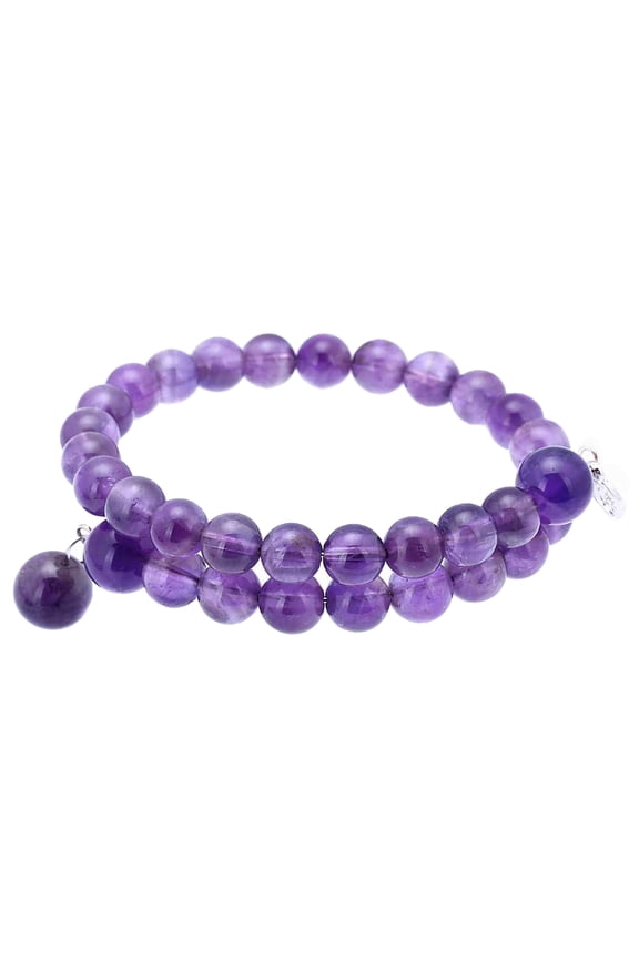 Stunning 8mm Amethyst Wrap Around Adjustable Bracelet for Women with Charm Bead