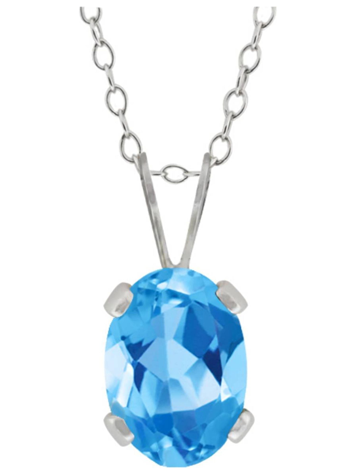 Gem Stone King Stunning Oval 7X5mm Birthstone Sterling Silver Pendant