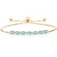 thumbnail image 1 of Gem Stone King Swiss Blue Topaz White Topaz 1.20 Ct 18K Yellow Gold Plated Silver Bracelet, 1 of 4