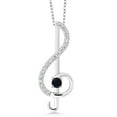 thumbnail image 1 of Gem Stone King Treble Clef Music Note Pendant Necklace Set in 925 Sterling Silver for Women By Keren Hanan | Round 3MM Gemstone Birthstone and White Moissanite | with 18 inch Silver Chain, 1 of 4
