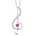 thumbnail image 1 of Gem Stone King Treble Clef Music Note Pendant Necklace Set in 925 Sterling Silver for Women By Keren Hanan | Round 3MM Gemstone Birthstone and White Moissanite | with 18 inch Silver Chain, 1 of 4